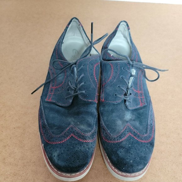 GBX Mens Dark Blue Suede Leather Dress Casual Shoes Size 10M - Red Stitching main image 5